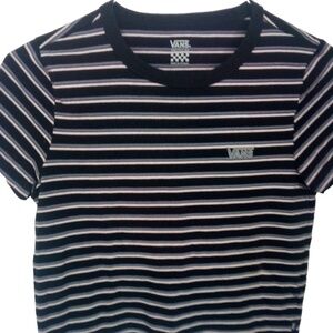 VANS Girls Size Medium Striped Crew Neck T-Shirt Off The Wall